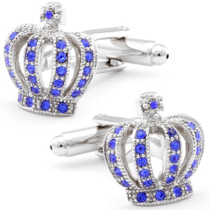 Crown Blue Crystal Cufflinks