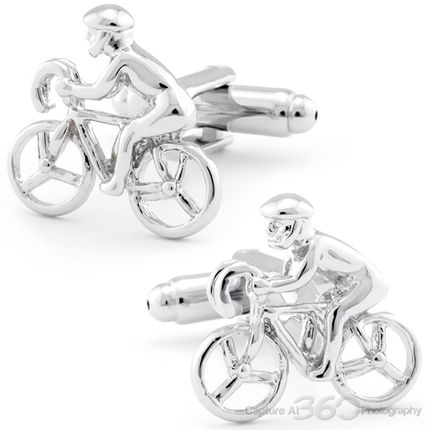 Cycling Bicycle Silver Cufflinks