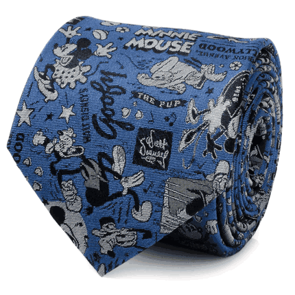 D100 Mickey & Friends Vintage Hollywood Blue Men's Tie