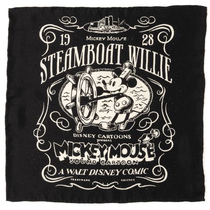 D100 Steamboat Willie Black Pocket Square