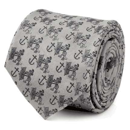 D100 Steamboat Willie Gray Men's Tie