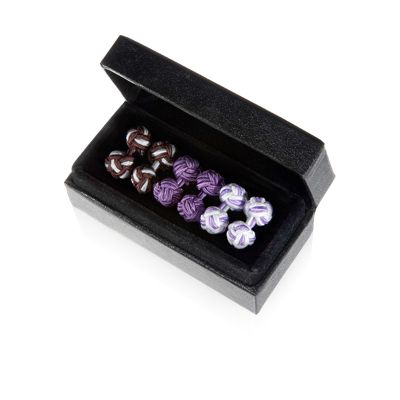 Darker To Lighter Shades Silk Knot Cuff Links Trio