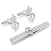 Dollar Sign Cufflinks Tie Bar Set