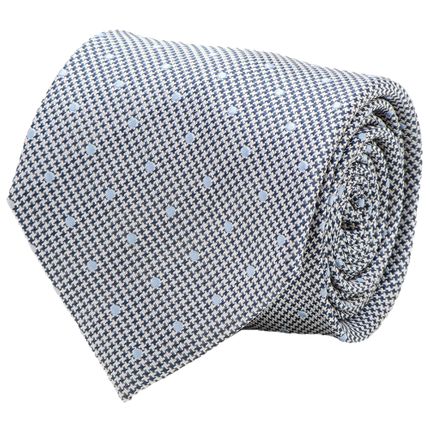 Dotted Herringbone Grey Silk Tie
