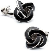 Double Ended Black Enamel Knot Cufflinks
