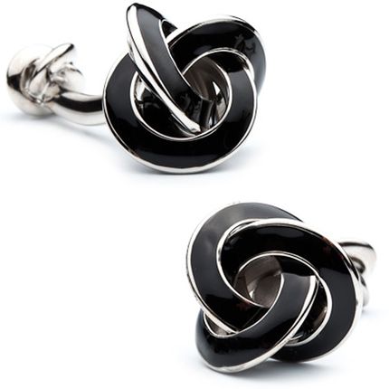 Double Ended Black Enamel Knot Cufflinks