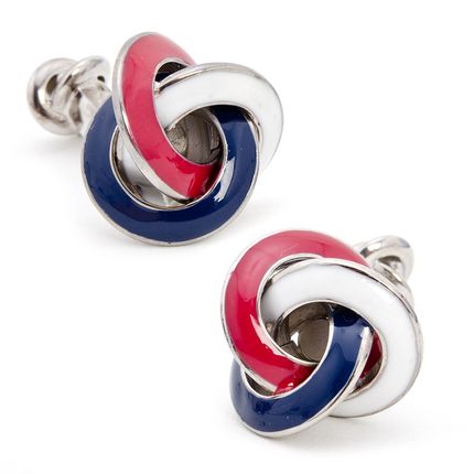 Double Ended Red, White, And Blue Enamel Knot Cufflinks