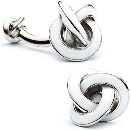 Double Ended White Enamel Knot Cufflinks