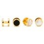 Double Sided Gold Mother of Pearl Round Beveled Stud Set