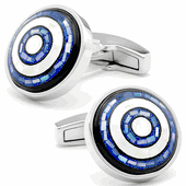 Earth Circles In Blue Mosaic Mother Of Pearl Cufflinks