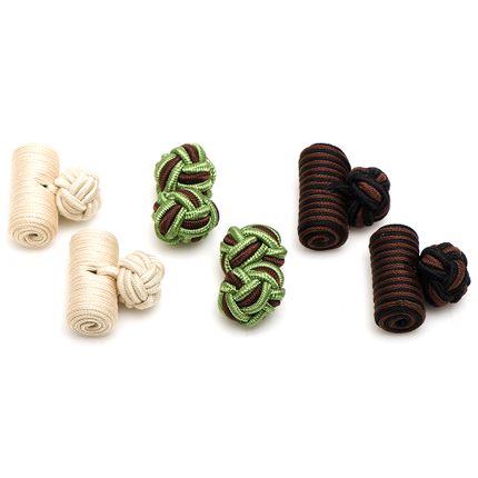 Earth Tones Silk Knot Combo Cufflinks