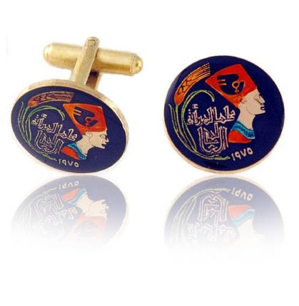 Egyptian Nefertiti Coin Cuff Links