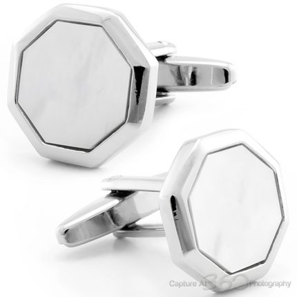 Eight Sided Pearl Cufflinks