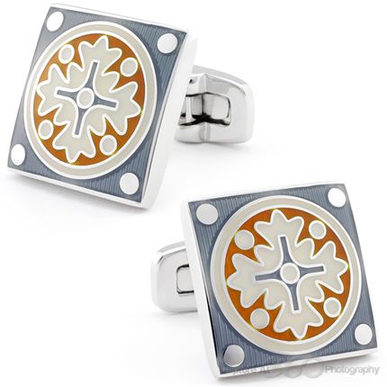 Embroided Blue Cross Cufflinks