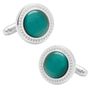 Emerald Green Cats eye Etched Border Cufflinks