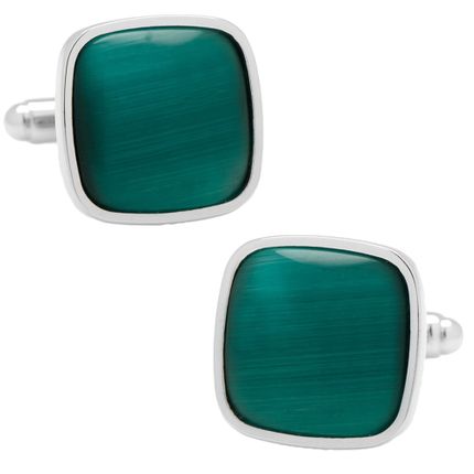 Emerald Green Fiber Optic Cushion Cufflinks