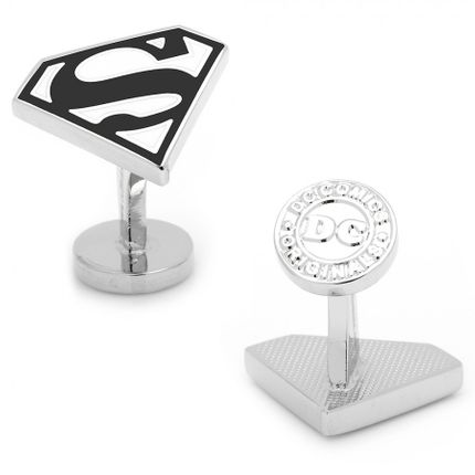 Enamel Black and White Superman Shield Cufflinks