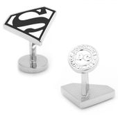 Enamel Black and White Superman Shield Cufflinks