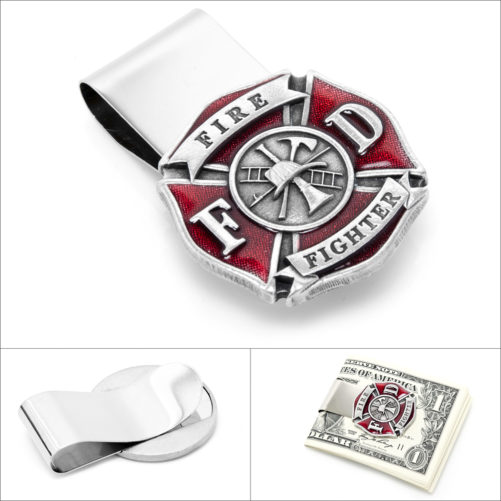 Enamel Firefighter Money Clip