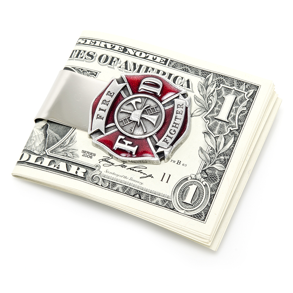 Enamel Firefighter Money Clip