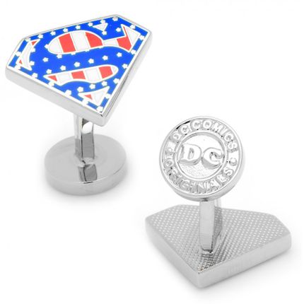 Enamel Stars and Stripes Superman Shield Cufflinks