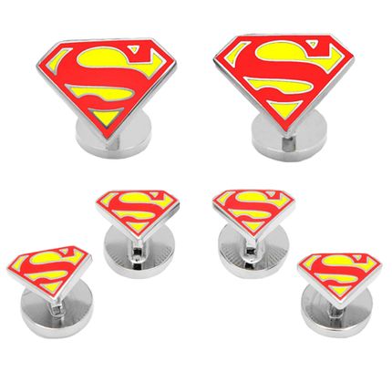 Enamel Superman Shield Tuxedo Stud Set