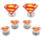 Enamel Superman Shield Tuxedo Stud Set