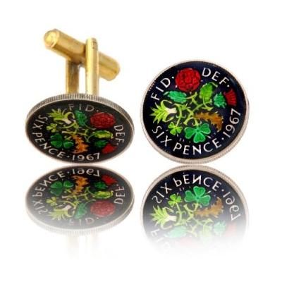 English 6 Pence Coin Cuff Links