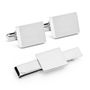 Engravable Rectangle Infinity Cufflinks And Tie Bar Gift Set