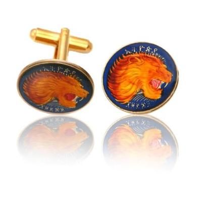 Ethiopian Lion Blue Coin Cuff Links