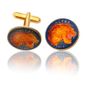 Ethiopian Lion Blue Coin Cuff Links