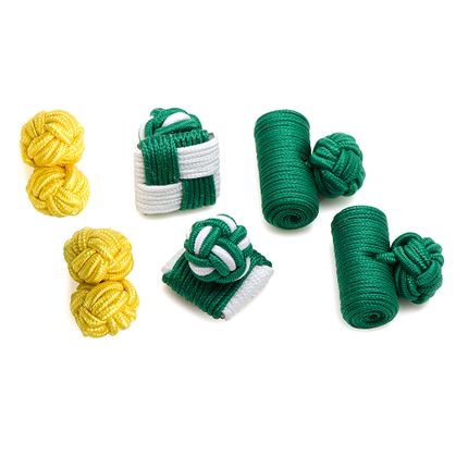 Fighting Green Leprechaun Silk Knot Cufflinks