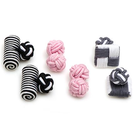 Flamingo Silk Knot Combo Cufflinks