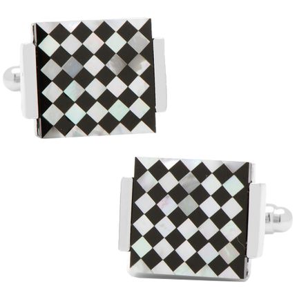Floating Onyx and Mother of Pearl Checkered Cufflinks
