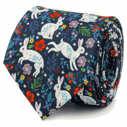 Floral Rabbit Men's Tie