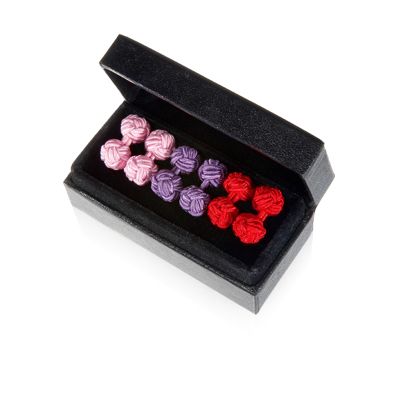 Flowered Bouquet Silk Knot Cuff Links Trio