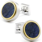 Galactic Button Cufflinks with Golden Accents on Silver