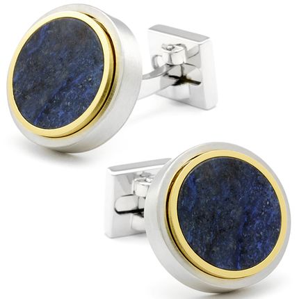 Galactic Button Cufflinks with Golden Accents on Silver