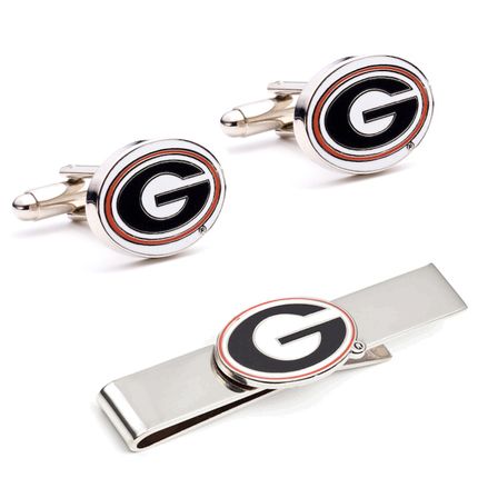 Georgia Bulldogs Cufflinks And Tie Bar Gift Set