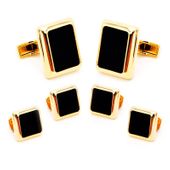 Gold and Onyx JFK Presidential Stud Set