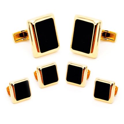 Gold and Onyx JFK Presidential Stud Set