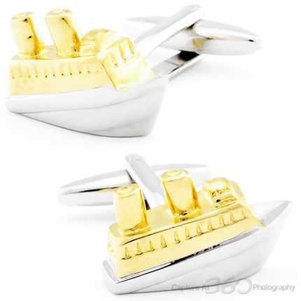 Gold and Silver Yacht Cufflinks