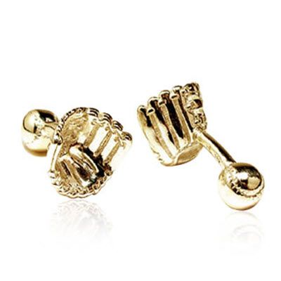 Gold Baseball Glove Cufflinks