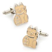 Gold Lucky Cat Cufflinks