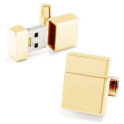 Gold Plated 2Gb Usb Flash Drive Cufflinks