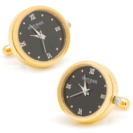 Gold Stainless Steel Functional Watch Cufflinks