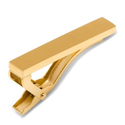Gold Stainless Steel Short Brushed Tie  Clip