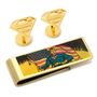 Gold Superman Cufflinks and Money Clip Gift Set