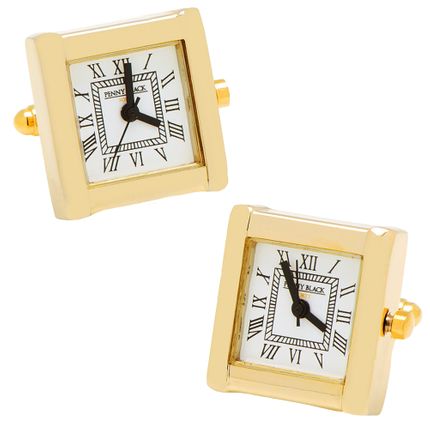 Gold tone Stainless Steel Square Watch Cufflinks