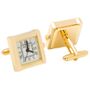 Gold tone Stainless Steel Square Watch Cufflinks